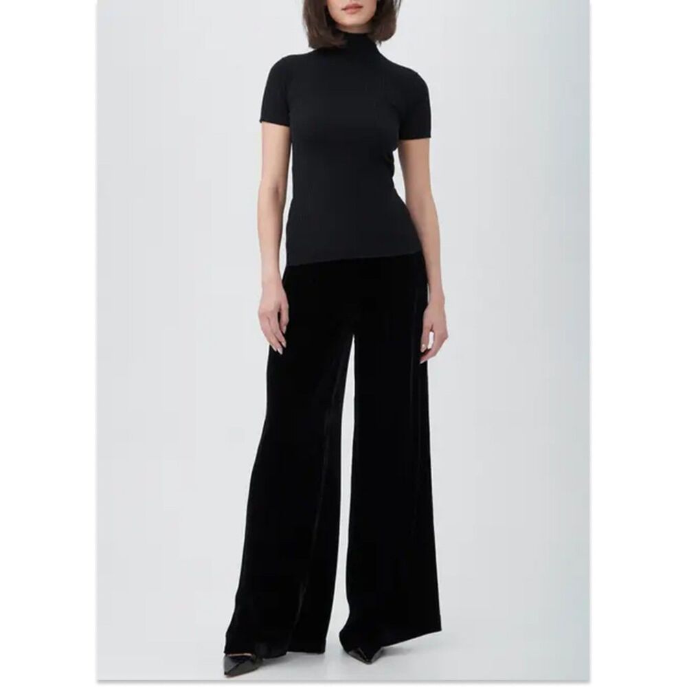 Nordstrom Black Velvet Wide Leg Pants Women’s Medium